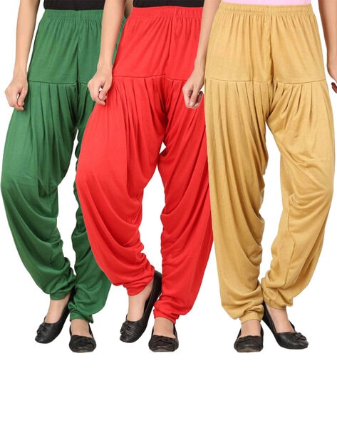 Pack of 3 Patiala Pants with Elasticated Waist Price in India