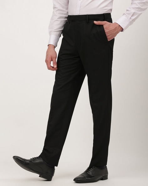 Buy Regular Fit Men Trousers Navy Blue Poly Cotton Blend for Best Price,  Reviews, Free Shipping