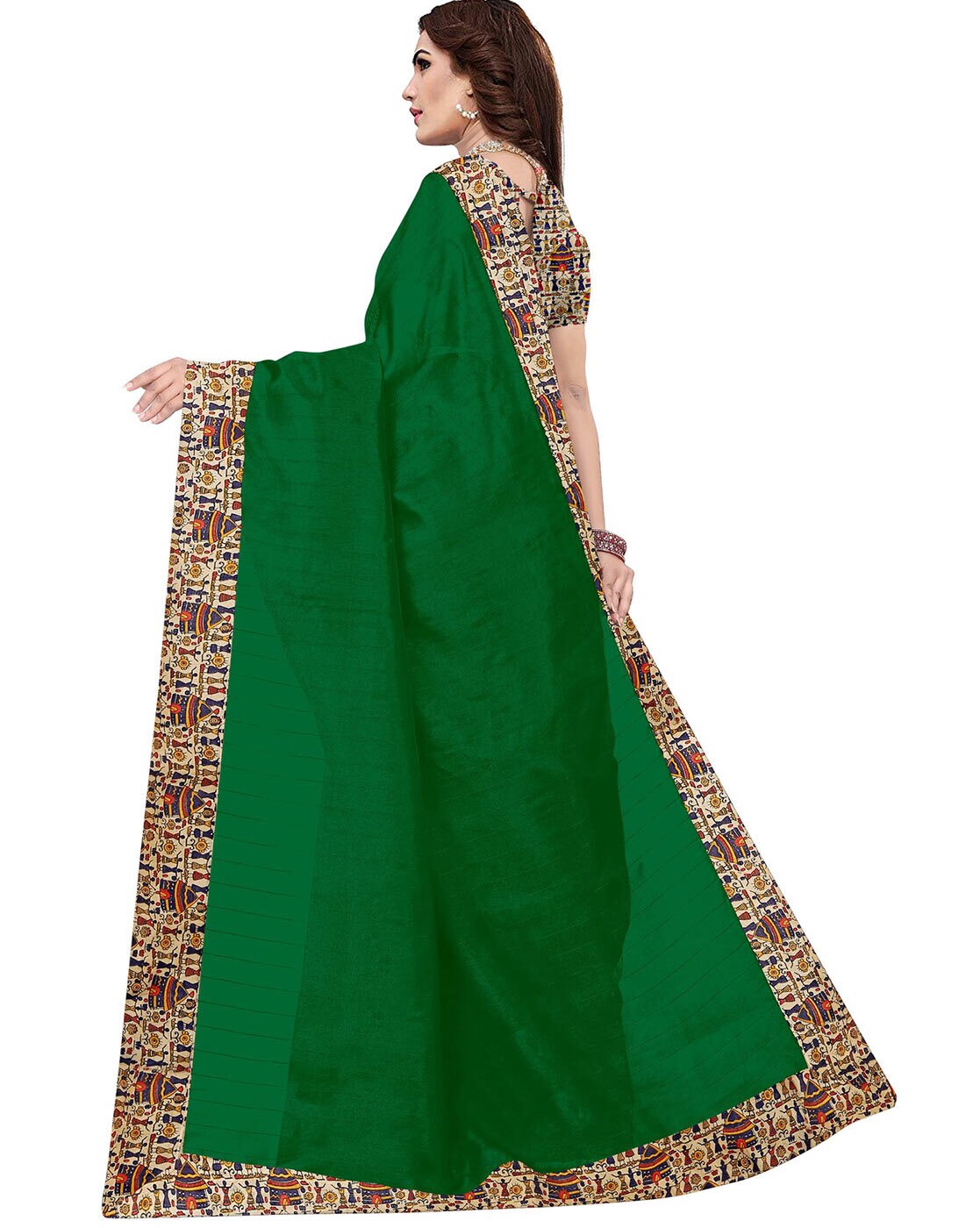 Buy Dark Green Sarees for Women by Florence Online | Ajio.com