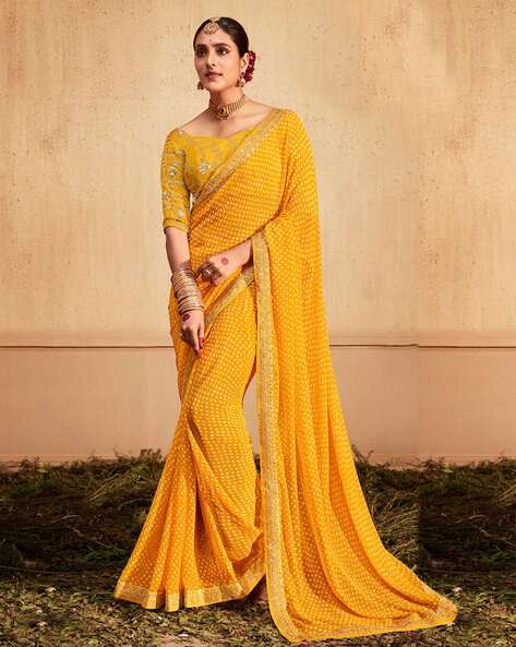 Yellow Haldi Bridal Wedding Designer Georgette Saree SFZ133514 – Siya  Fashions