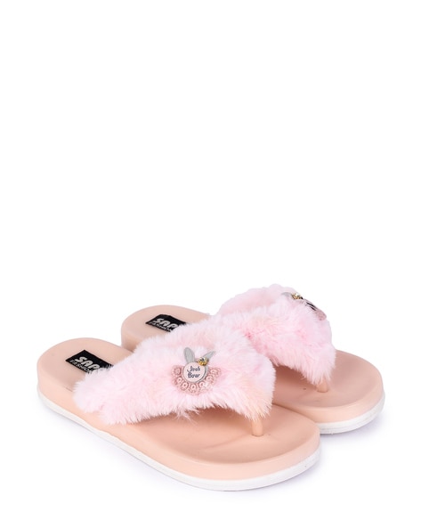 Faux fur sales flip flops