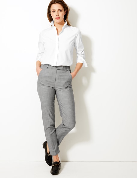 What looks best on grey pants in an office? - Quora