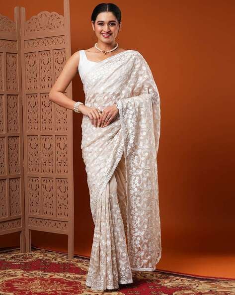 Organza Saree - Shop Chikankari Organza Saree Online | Me99