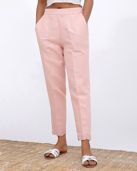 Pink Linen Cotton Pants