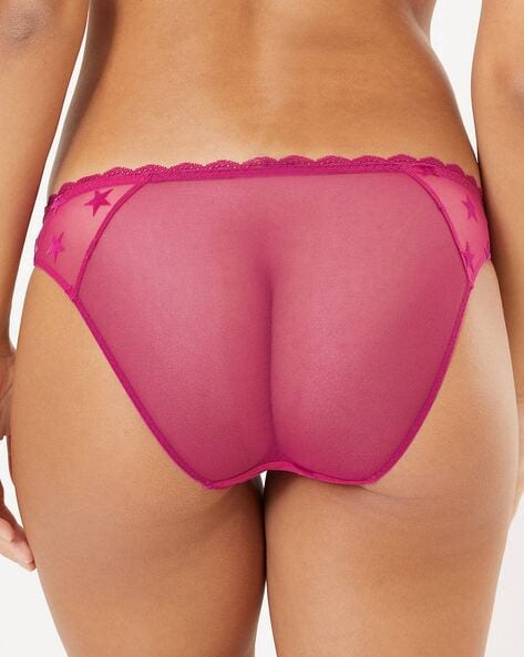 Sheer Bikini Panty with Woven Motifs