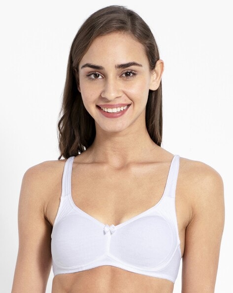 1250 Wirefree Non-Padded Super Combed Cotton Elastane Stretch Full Coverage  Everyday Bra with Contoured Shaper Panel and Adjustable Straps