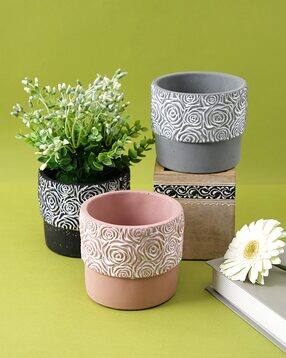 tayhaa Set of 3 Floral Design Ceramic Planters-picture-14