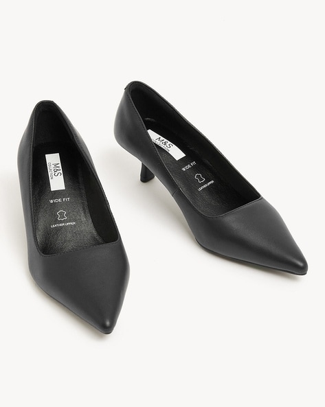 Everyday Wide Fit Plain Point Court Shoe - Black | very.co.uk