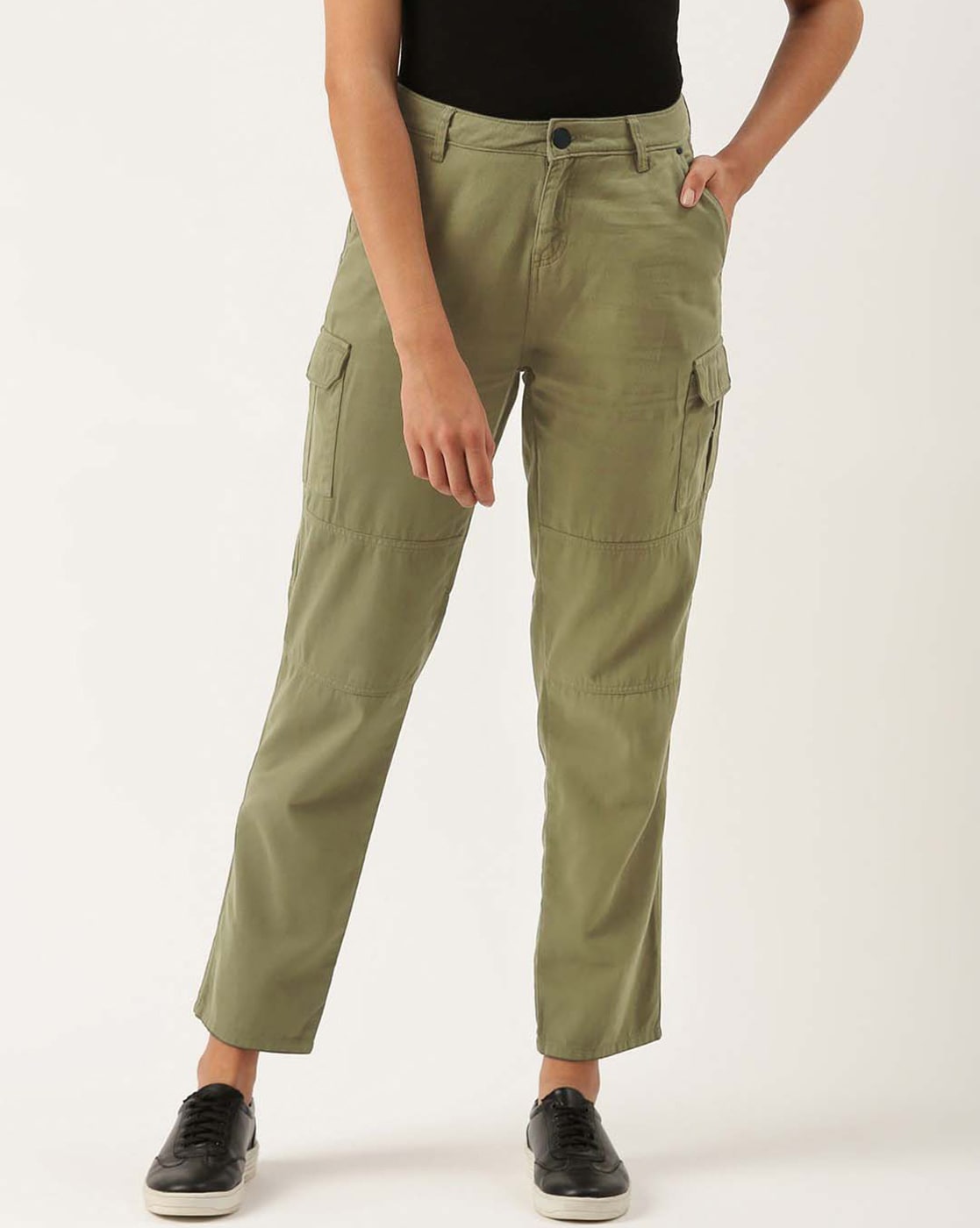 Buy Olive Drab Trousers & Pants for Women by IVOC Online