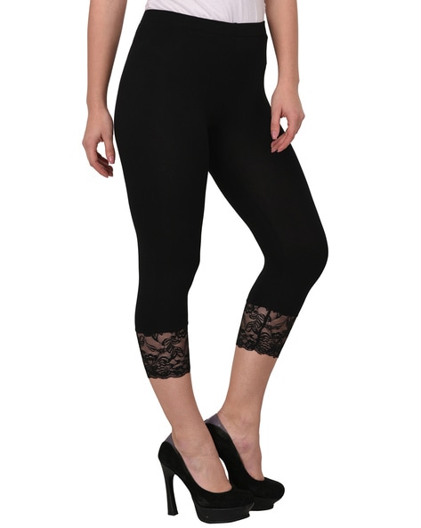 Buy online Plus Size Black Solid Capri Legging from Capris & Leggings for  Women by Therebelinme for ₹1059 at 41% off | 2024 Limeroad.com