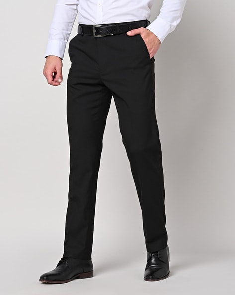 Buy Oshano Men's Slim Fit Solid Flat Front Trouser at Amazon.in