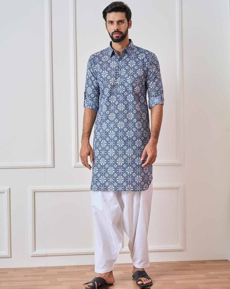 Buy Blue White 2 Piece Ethnic Suit for Men by SEE DESIGNS Online Ajio