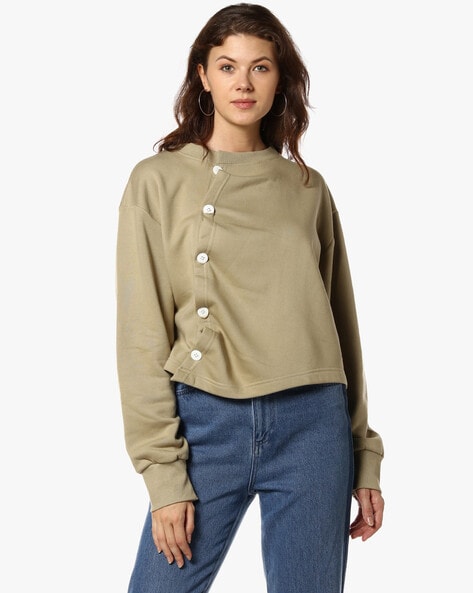 Side button online sweatshirt