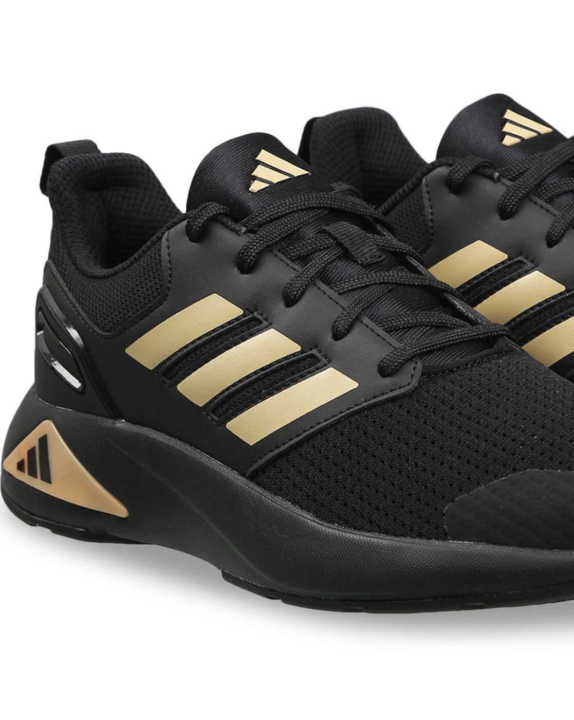 Adidas running shoes black and gold sale