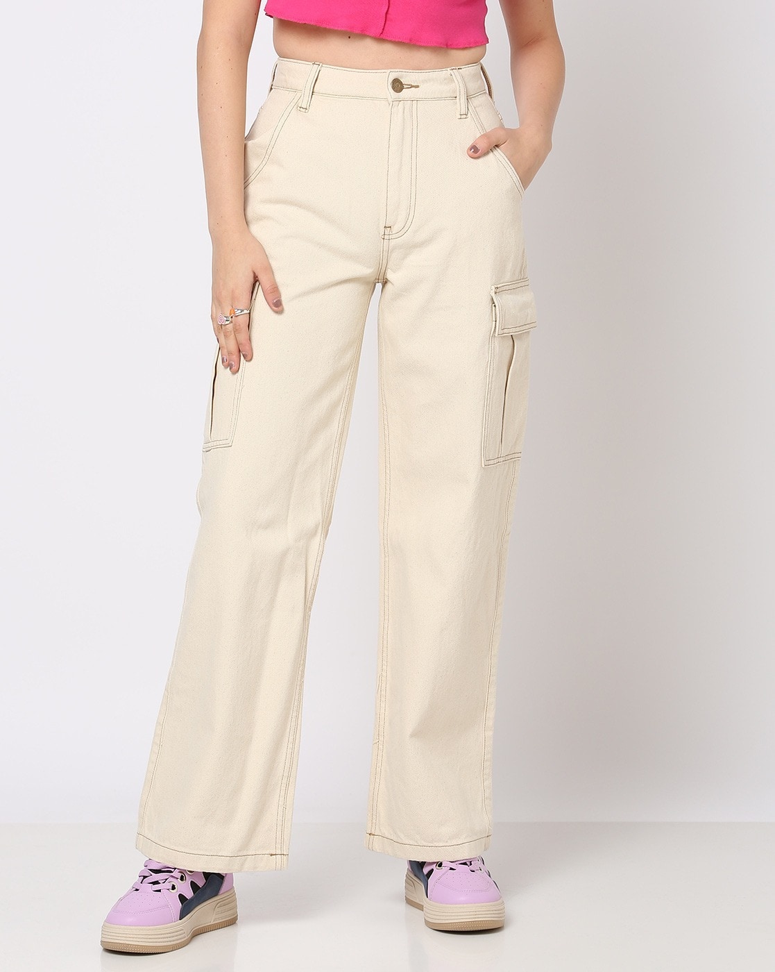 Women's Brushed Suiting Tailored Cargo Wide Leg Pant