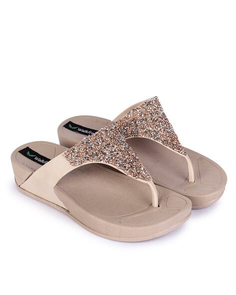 Buy Rose Gold Flip Flop Slippers for Women by WALKFREE Online