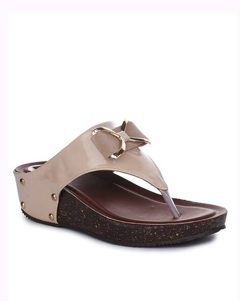 Thong-Strap Wedges with Bow