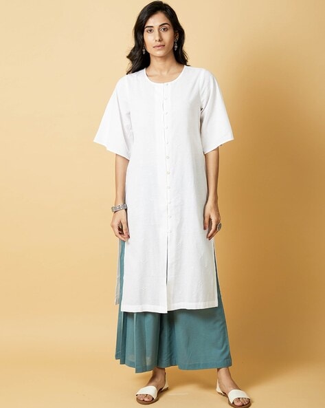 White solid deals straight kurta