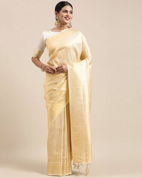 Ri-wah Zari Motif Silk Saree with Tassels