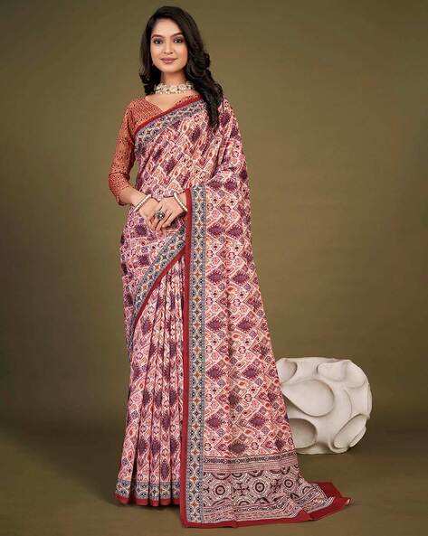 Buy online Pink Chanderi Silk Saree With Blouse from ethnic wear for Women  by Ashika Sarees Limited for ₹4699 at 45% off | 2024 Limeroad.com