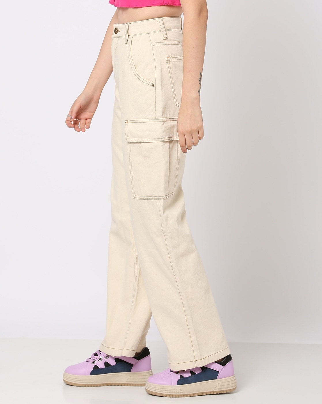 Women's Brushed Suiting Tailored Cargo Wide Leg Pant