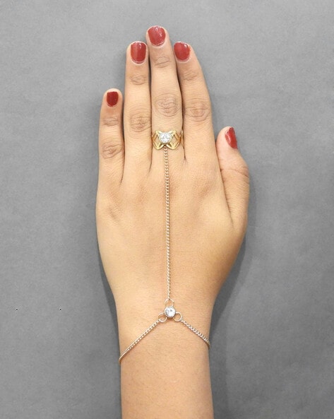 Buy Silver Hand Chain & Ring Bracelet delicate Chain, Adjustable Ring  Online in India - Etsy