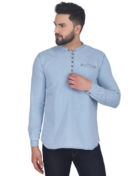 Kuons Avenue Men's Denim Pathani Short Kurta