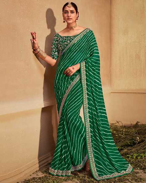 Green Silk Saree For Wedding | Saree designs, Pink saree, Saree