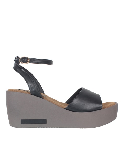 Miss Lola | Sun Soaked Black Platform Sandals – MISS LOLA