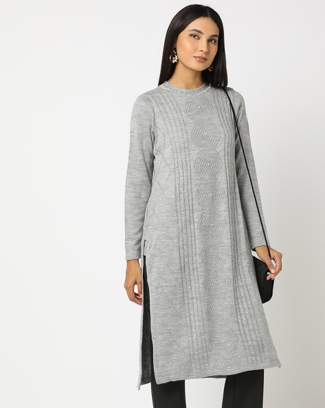 Grey straight knit set