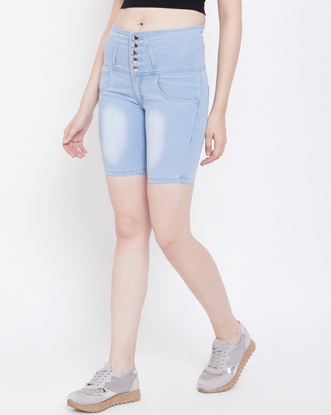 Buy Don't Call Me Jennyfer women skinny washed denim shorts blue Online |  Brands For Less
