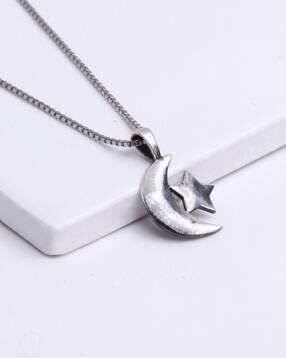 giva Sterling Silver Oxidised Star Moon Pendant with Chain-picture-39