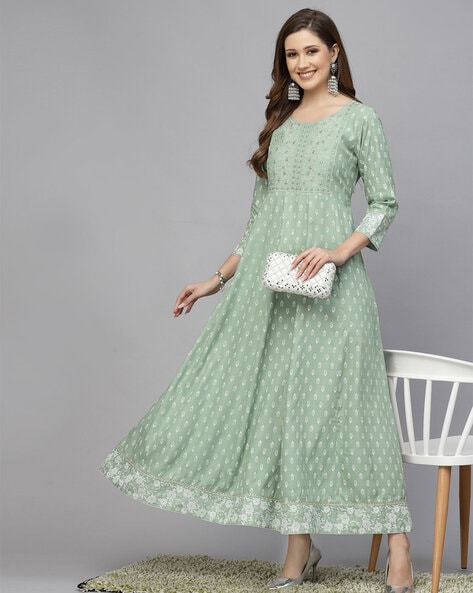 Buy Pure Cotton Indian Dress Green Anarkali Cotton Kurta With Palazzos &  Dupatta Salwar Kameez Set Kurti Sets Indian Party/festive Wear Online in  India - Etsy