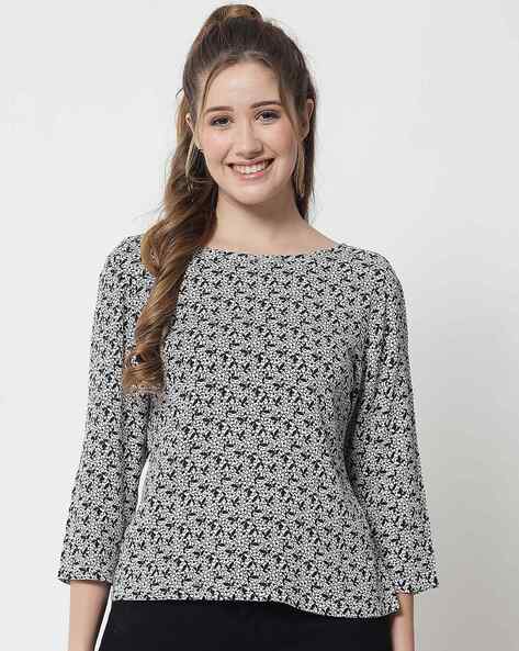 Buy Harpa Women's Floral Regular Top (GR6203_Cream X-Small) at