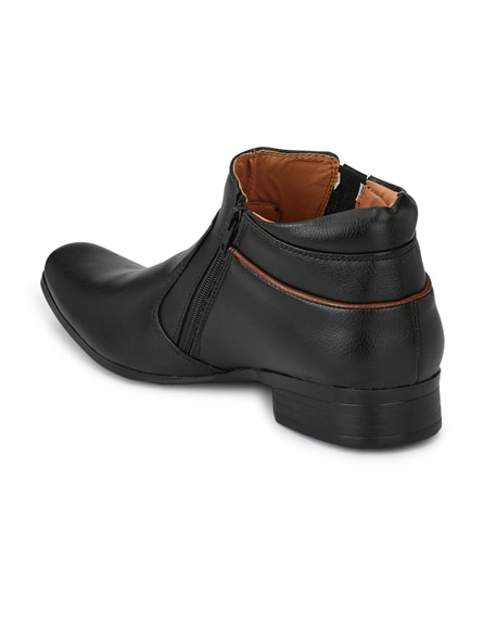 Mactree men's cheap black leather boots