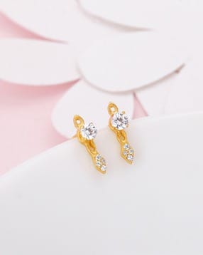 Sterling Silver Gold-Plated Sparkling Arrowhead Drop Earrings-image-26