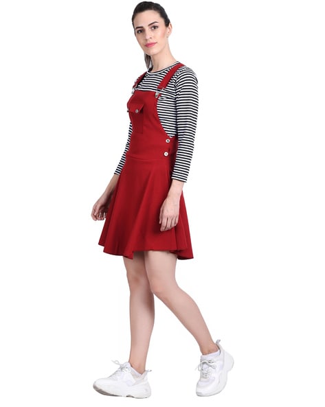 Maroon discount pinafore dress