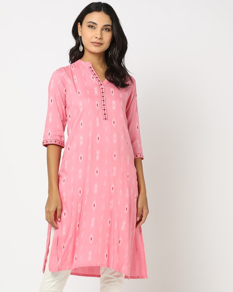 Pink straight kurta sale