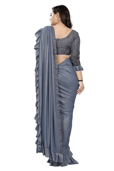 Fog Green Ruffle Saree In Chanderi Silk With Matching Embellished Blouse  Online - Kalki Fashion | Embellished blouse, Saree, Saree look