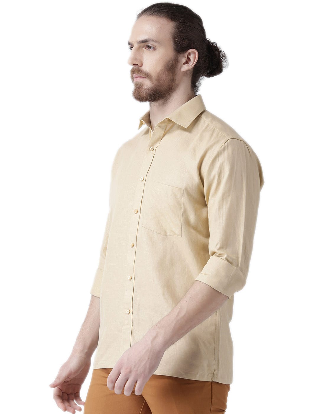 Buy DAGİ Beige Shirts, Shirt Collar, Long Sleeve Beachwear for Men
