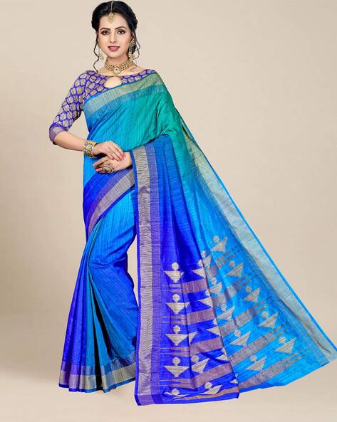 Silk Saree with blouse in Navy blue colour 25002