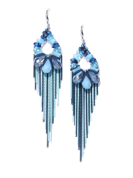 Bathsheba Waves Royal Blue Tassel Earrings – Photo-Synthesis Designs TT