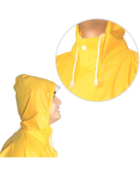 Wetskins Adult Industrial Waterproof Vinyl Hooded Rain Jacket with Snap  Closure, Yellow