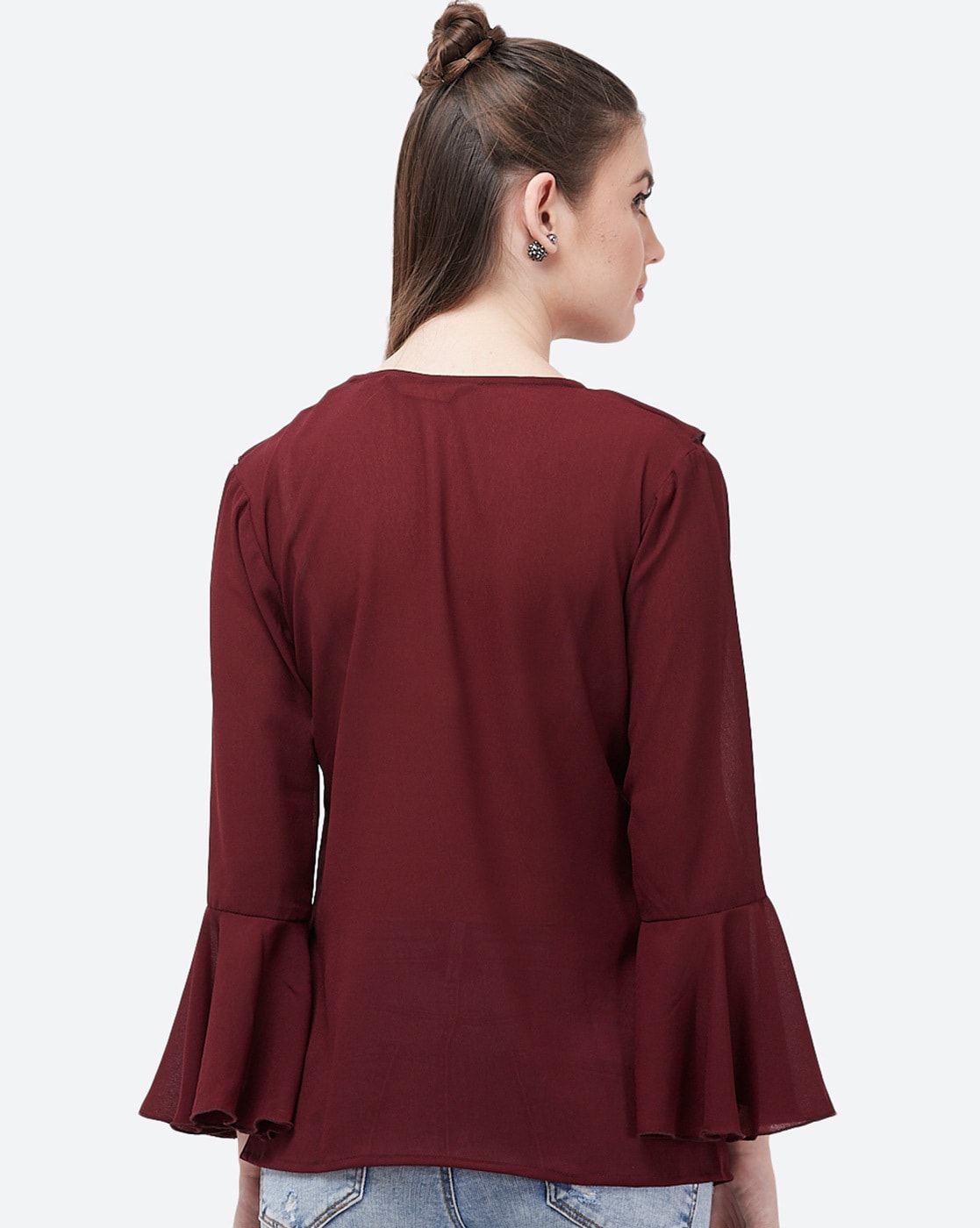 Maroon store ruffle top