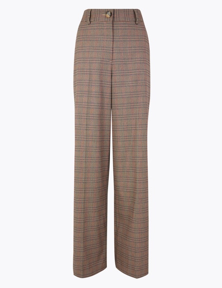 Brown Check Slim Leg Trouser (3081840) | UZZI