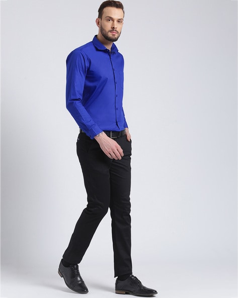 Italian style slim fit men's tie collar shirt Saks T6815
