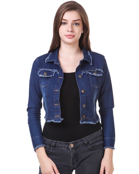 Peachoo + Krejberg Womens Jean Jacket Blue Waist Length Buttons high quality Pockets 10