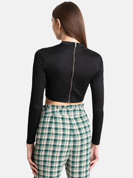 Crop top with zip back best sale