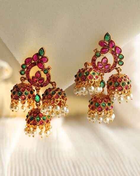 Ruby on sale gold jhumkas