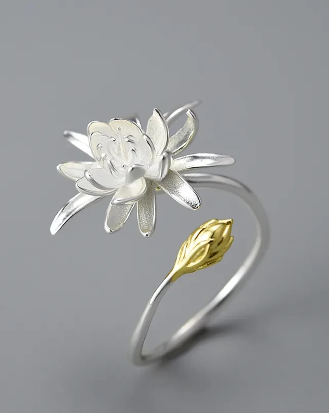Buy Silver Lotus Ring by HYPERBOLE ACCESSORIES at Ogaan Online Shopping Site